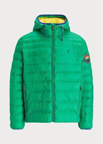 Jaquetas Ralph Lauren Masculinas Verdes Repelentes de Água Dobráveis