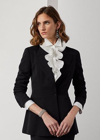 Jaquetas Ralph Lauren Meritta Wool Barathea Pretas Femininas