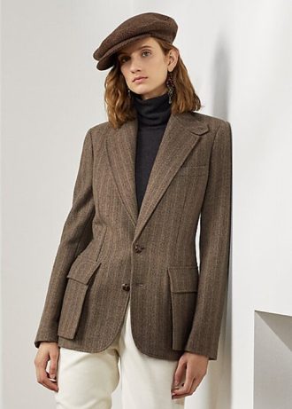 Jaquetas Ralph Lauren Preston Herringbone Marrons Femininas