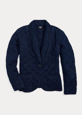 Jaquetas Ralph Lauren Quilted Indigo Jersey Femininas Azul Marinho