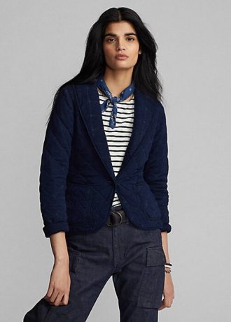 Jaquetas Ralph Lauren Quilted Indigo Jersey Femininas Azul Marinho