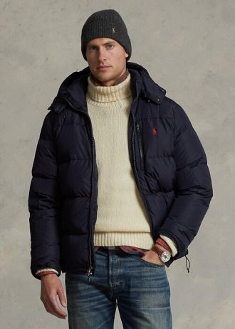 Jaquetas Ralph Lauren repelentes de água para homens da Marinha