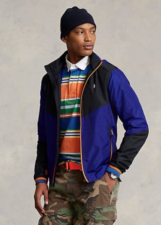 Jaquetas Ralph Lauren Ripstop Repelentes de Água Masculinas Pretas/Azuis