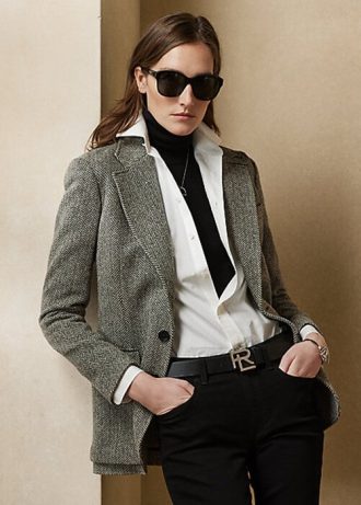 Jaquetas Ralph Lauren The Tweed Pretas/Creme Femininas