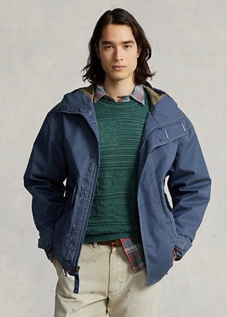 Jaquetas Ralph Lauren Twill com capuz azul masculinas