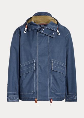 Jaquetas Ralph Lauren Twill com capuz azul masculinas