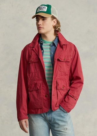Jaquetas Ralph Lauren Twill Wading Masculinas Vermelhas