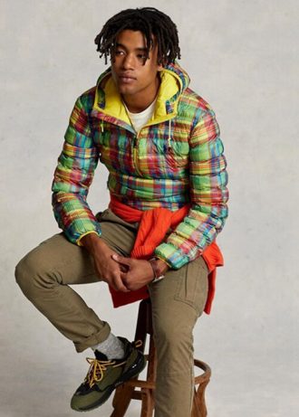 Jaquetas Ralph Lauren xadrez masculinas multicoloridas, dobráveis  e repelentes à água