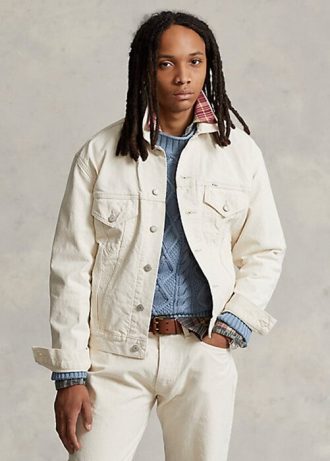 Jaquetas Trucker de Lona Ralph Lauren Relaxed Fit Masculinas Brancas