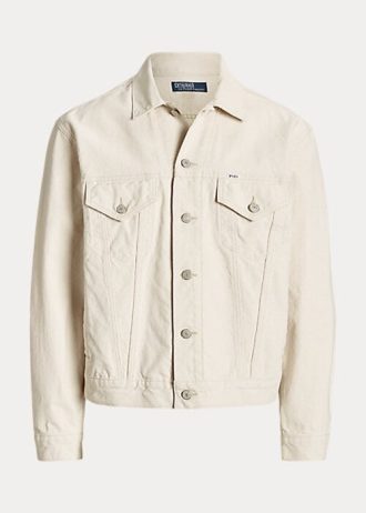 Jaquetas Trucker de Lona Ralph Lauren Relaxed Fit Masculinas Brancas