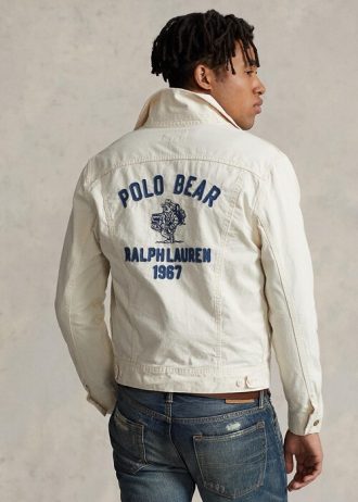 Jaquetas Trucker Polo Bear Bordadas Ralph Lauren Masculinas Brancas