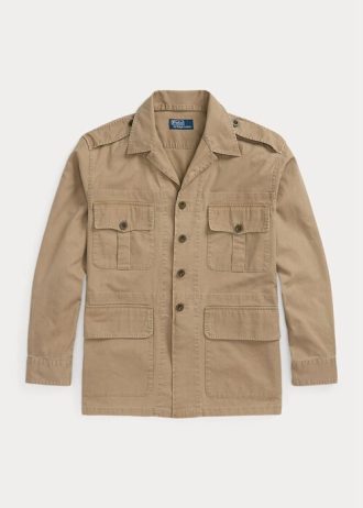 Jaquetas utilitárias Ralph Lauren Dobby masculinas cáqui
