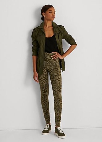 Leggings de malha elástica com estampa de zebra Ralph Lauren para mulheres Olive