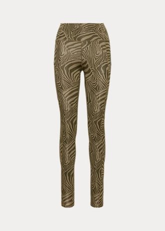 Leggings de malha elástica com estampa de zebra Ralph Lauren para mulheres Olive