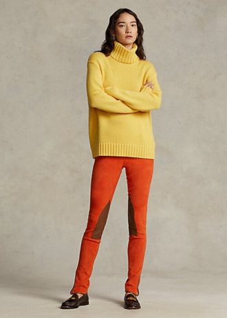Leggings Jodhpur de camurça elástica Ralph Lauren laranja feminina
