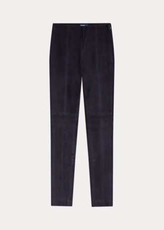 Leggings Ralph Lauren de camurça de pele de cordeiro azul marinho para mulheres