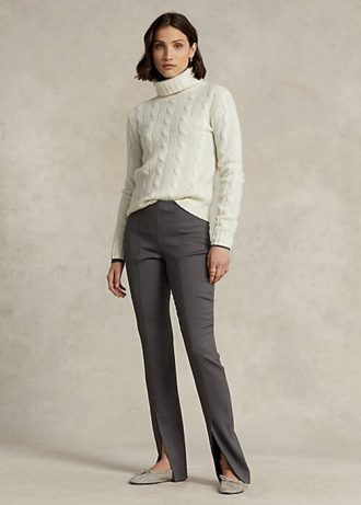 Leggings Ralph Lauren de sarja elástica com mistura de lã cinza escuro para mulheres