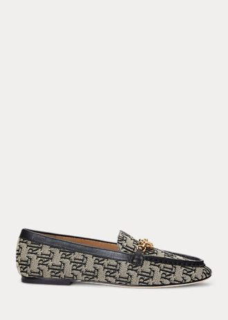 Mocassim Ralph Lauren Averi II Monograma Jacquard Cinza Feminino