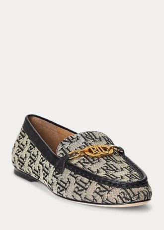 Mocassim Ralph Lauren Averi II Monograma Jacquard Cinza Feminino