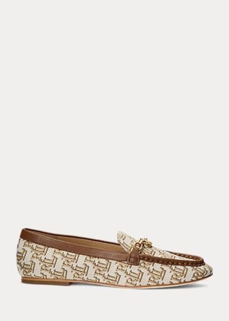 Mocassim Ralph Lauren Averi II Monograma Jacquard Marrom Feminino