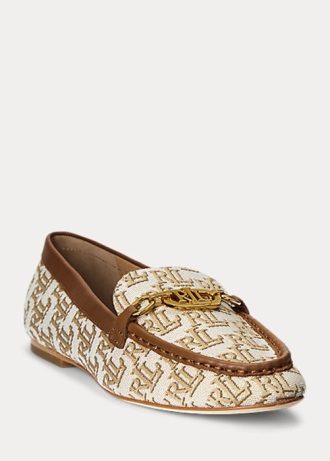 Mocassim Ralph Lauren Averi II Monograma Jacquard Marrom Feminino