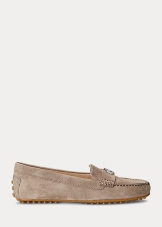 Mocassim Ralph Lauren Barnsbury de camurça cinza feminino