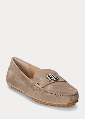 Mocassim Ralph Lauren Barnsbury de camurça cinza feminino