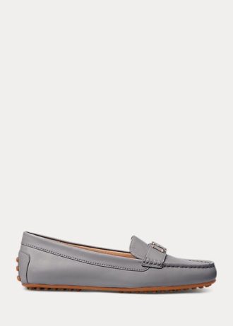 Mocassim Ralph Lauren Barnsbury Nappa Driver de couro cinza escuro feminino