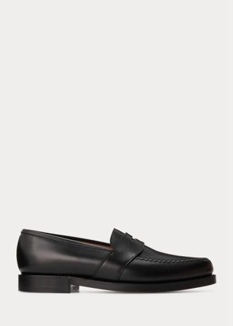 Mocassim Ralph Lauren Braygan de couro de bezerro masculino preto