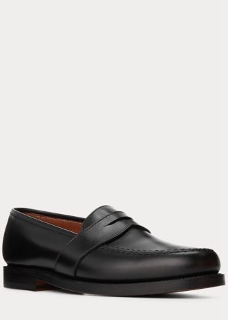 Mocassim Ralph Lauren Braygan de couro de bezerro masculino preto