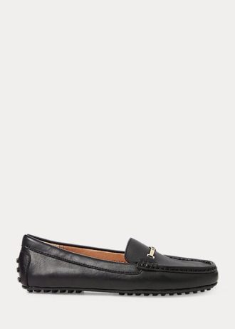 Mocassim Ralph Lauren Briony de couro para motorista, preto, feminino