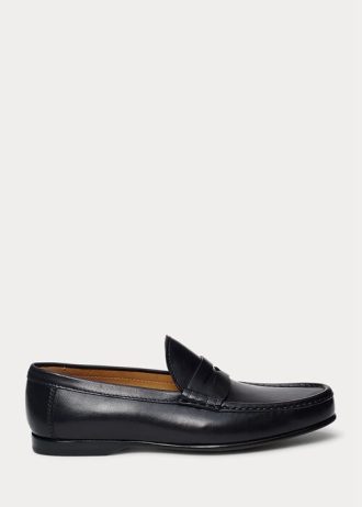 Mocassim Ralph Lauren Chalmers de couro de bezerro preto masculino