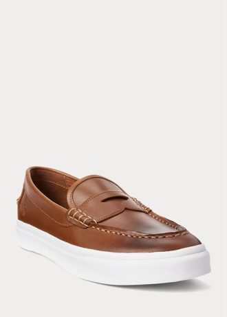 Mocassim Ralph Lauren Keaton de couro marrom masculino