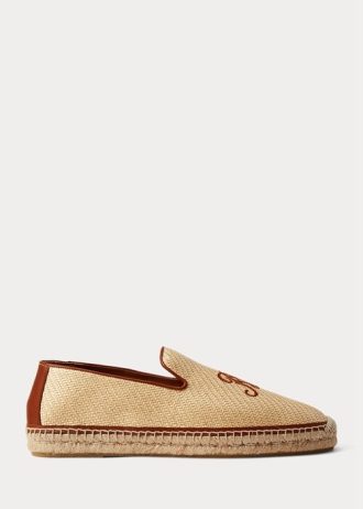 Mocassim Ralph Lauren Masculino Bege em Lona Bordada