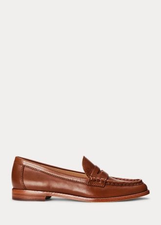 Mocassim Ralph Lauren Wynnie de couro polido marrom feminino