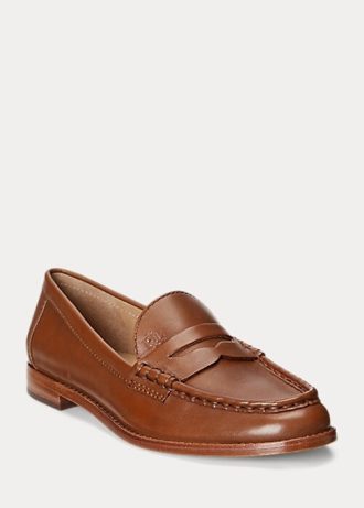 Mocassim Ralph Lauren Wynnie de couro polido marrom feminino