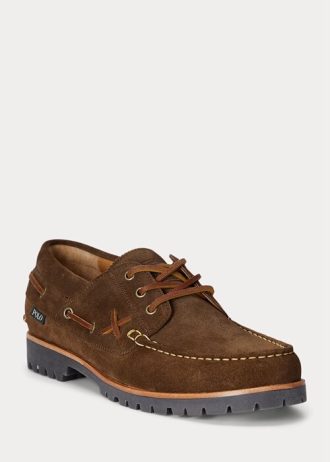 Mocassins de camurça Ralph Lauren Ranger masculinos chocolate
