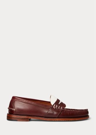 Mocassins Ralph Lauren The Morehouse Collection Masculinos Borgonha Creme