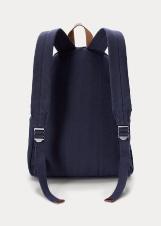 Mochilas de lona Ralph Lauren Polo Bear masculinas azul-marinho