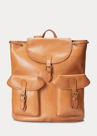 Mochilas Ralph Lauren Heritage de couro marrom masculinas