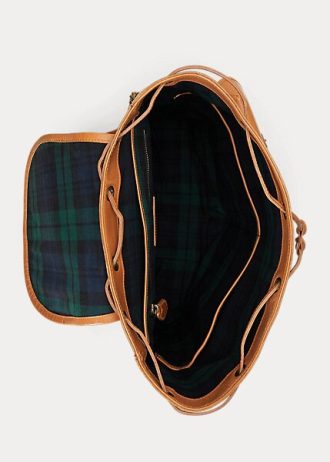 Mochilas Ralph Lauren Heritage de couro marrom masculinas