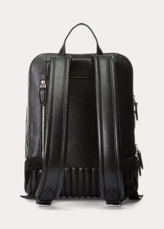 Mochilas Ralph Lauren Masculinas Pretas de Couro Acolchoado