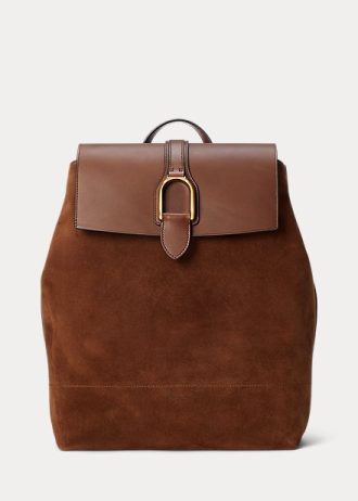 Mochilas Ralph Lauren Welington de camurça de bezerro chocolate masculinas