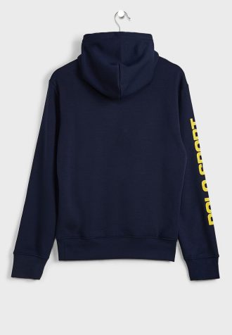 Moletom com capuz e manga com logotipo Ralph Lauren masculino azul marinho