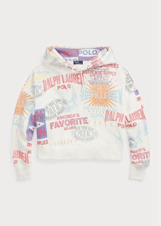 Moletom com capuz grande e estampa de logotipo Ralph Lauren feminino branco