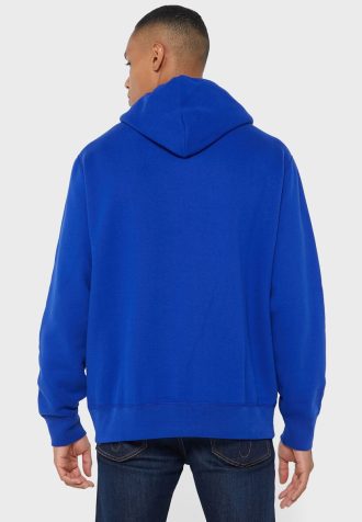Moletom com capuz masculino azul com logotipo Ralph Lauren