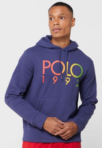 Moletom com capuz masculino com logotipo Ralph Lauren azul marinho