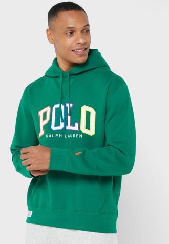 Moletom com capuz masculino verde com logotipo Ralph Lauren