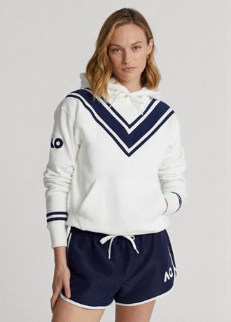 Moletom com capuz Ralph Lauren Australian Open Cricket Fleece feminino branco