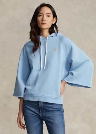 Moletom com capuz Ralph Lauren azul feminino com punho cortado